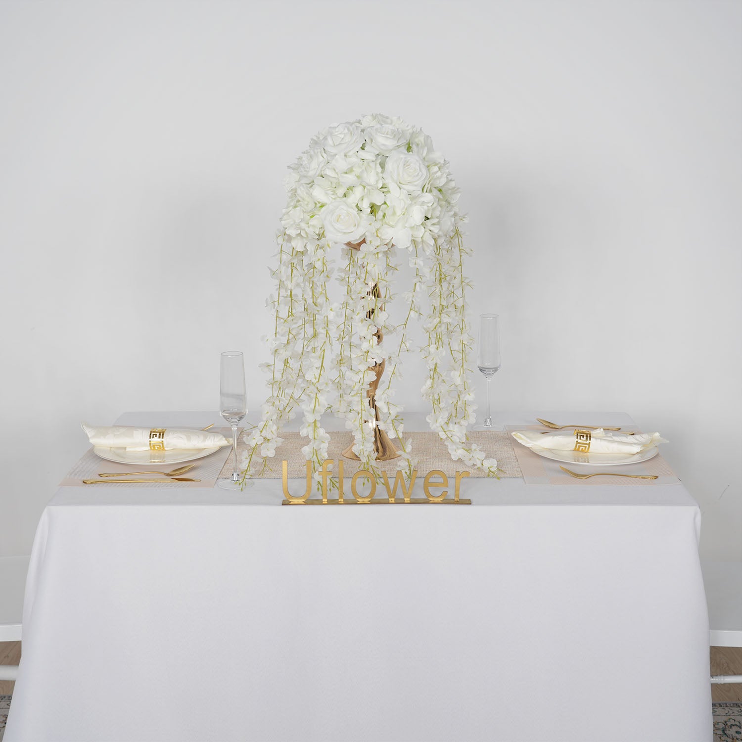 Uflower White Wedding Table Centerpiece Flower Arrangement